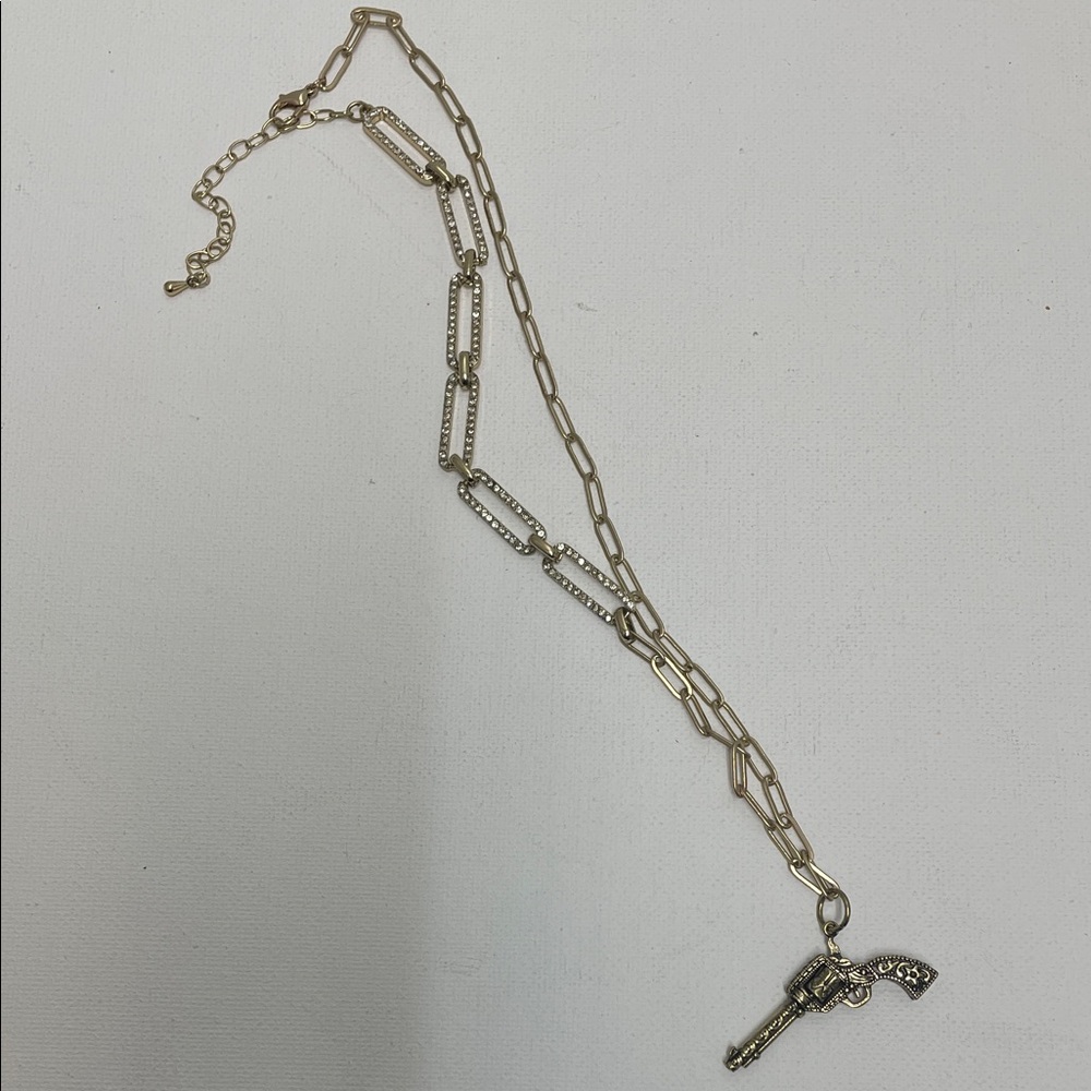 Gold Chain Necklace with Pistol Pendant